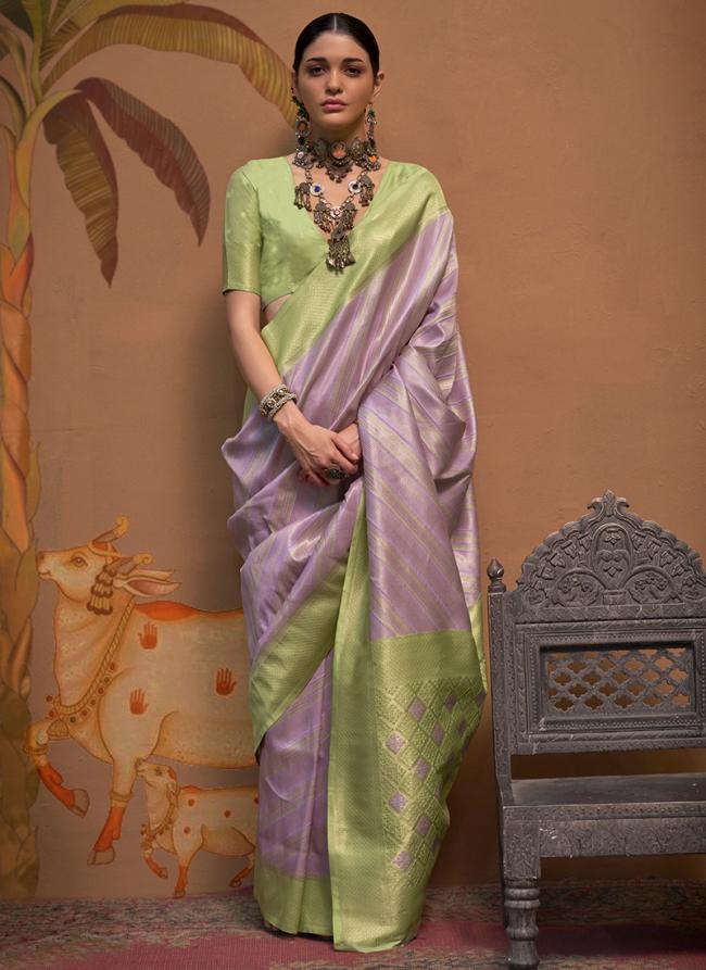 Silk Lilac Party Wear Weaving Saree